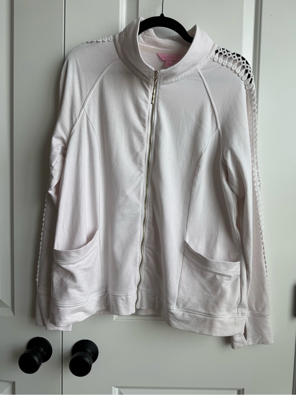Lilly Pulitzer Pink Lulubelle Lace Zip Jacket L